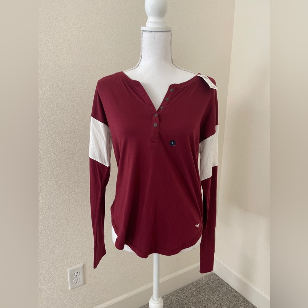 Long sleeve red Hollister top